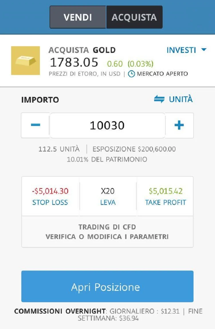 comprare oro su eToro