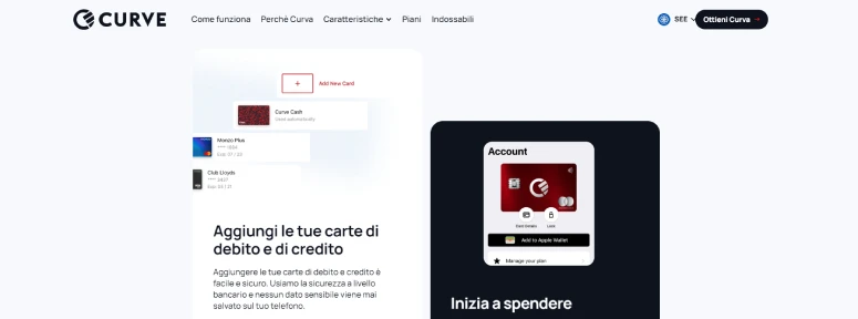 Come aggiungere una carta su Curve