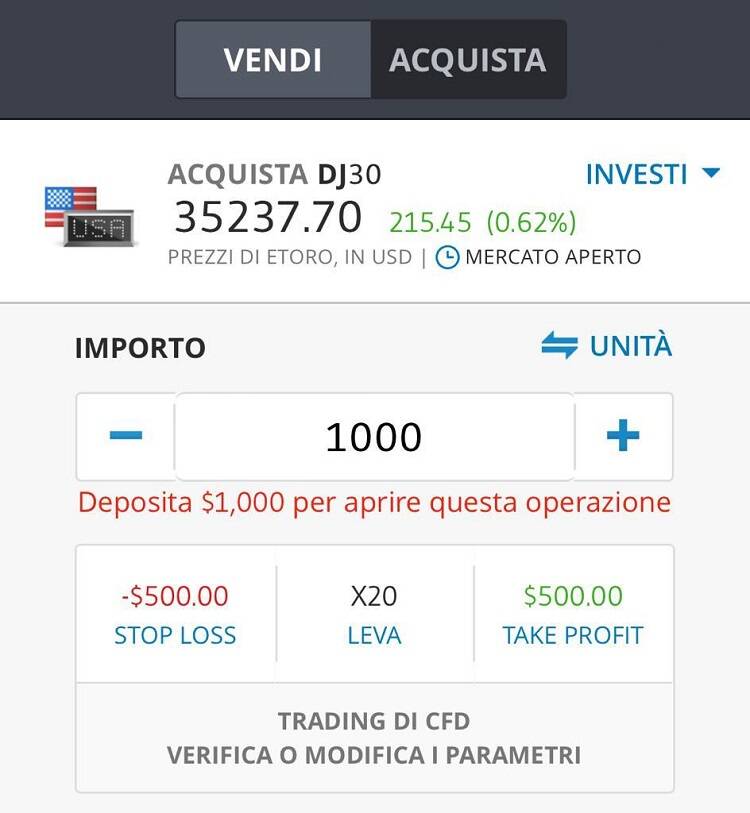 investire sul dow jones con eToro
