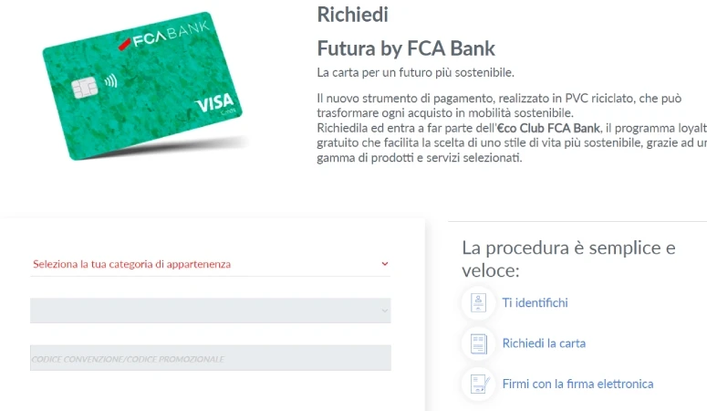 Come richiedere carta futura FCA Bank