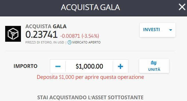 Gala su eToro