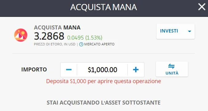 eToro Decentraland