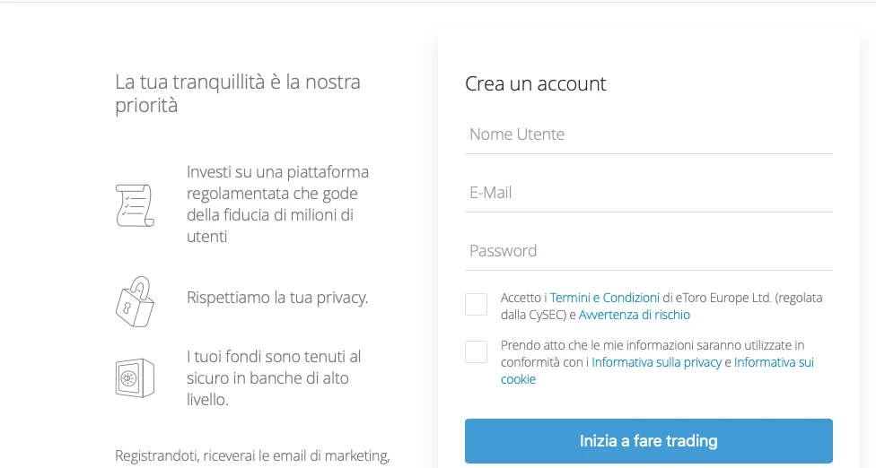 eToro registrazione
