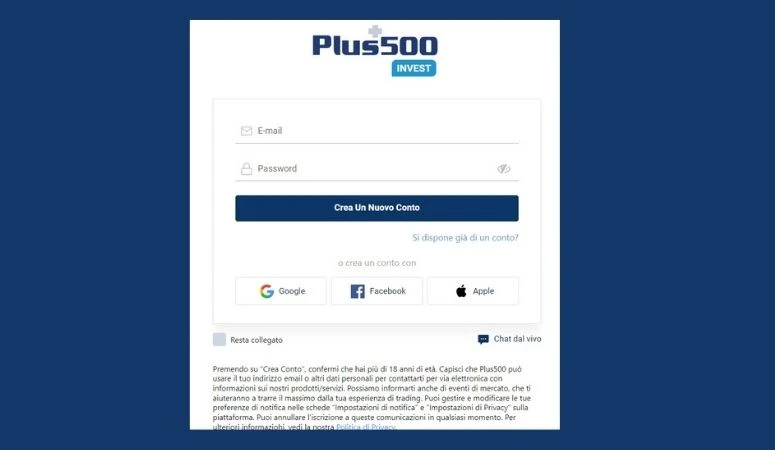 Plus500 Invest login